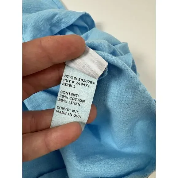 Sea Glass Lane Linen Blend Midi Dress Blue Sleeveless USA MADE L - Picture 4 of 7